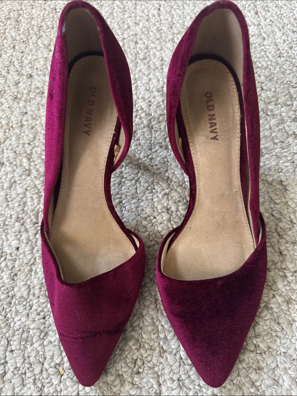 Old Navy Burgundy Velvet Pointed-Toe Heels